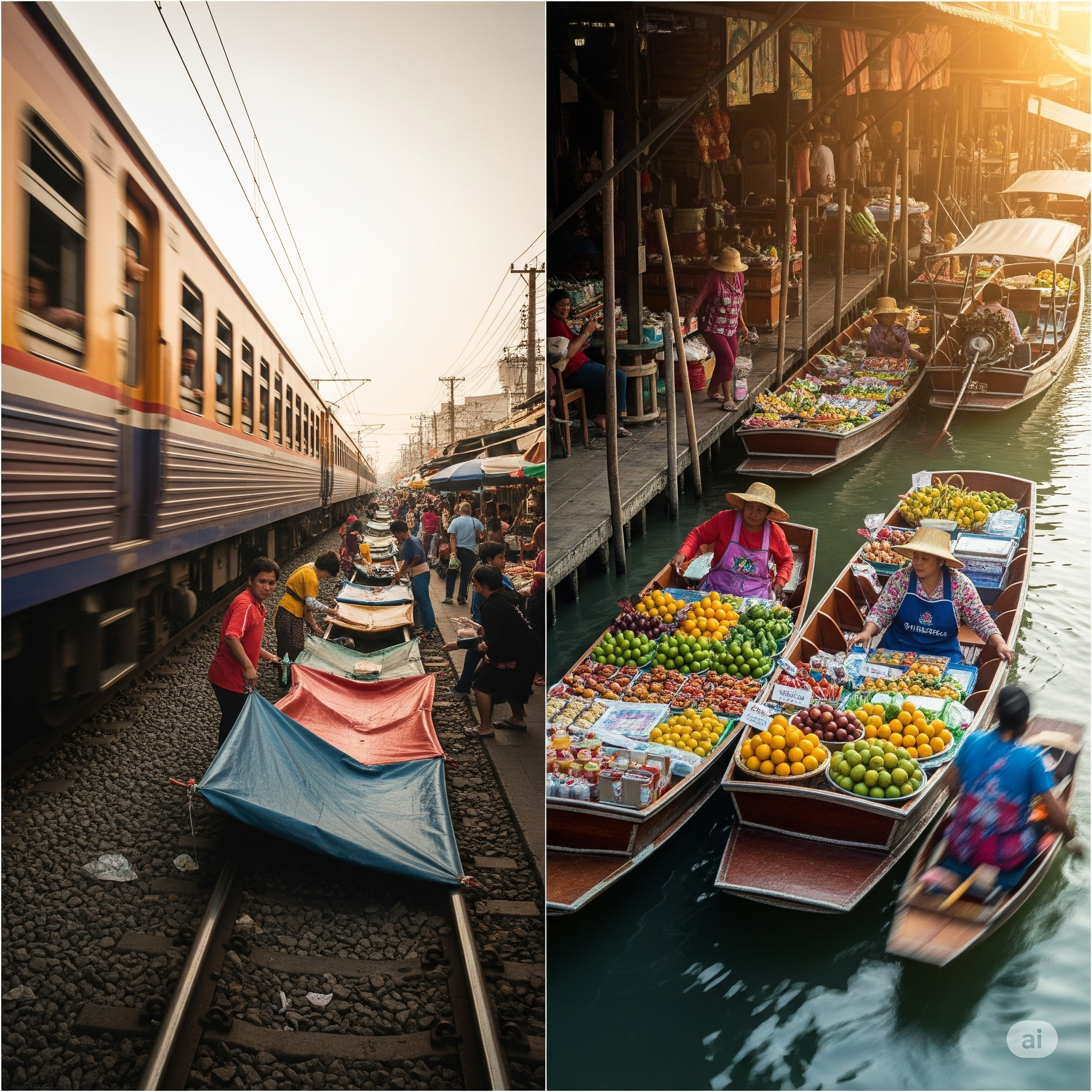 Private van tour to Maeklong Railway and Damnoen Saduak Floating Market from Bangkok