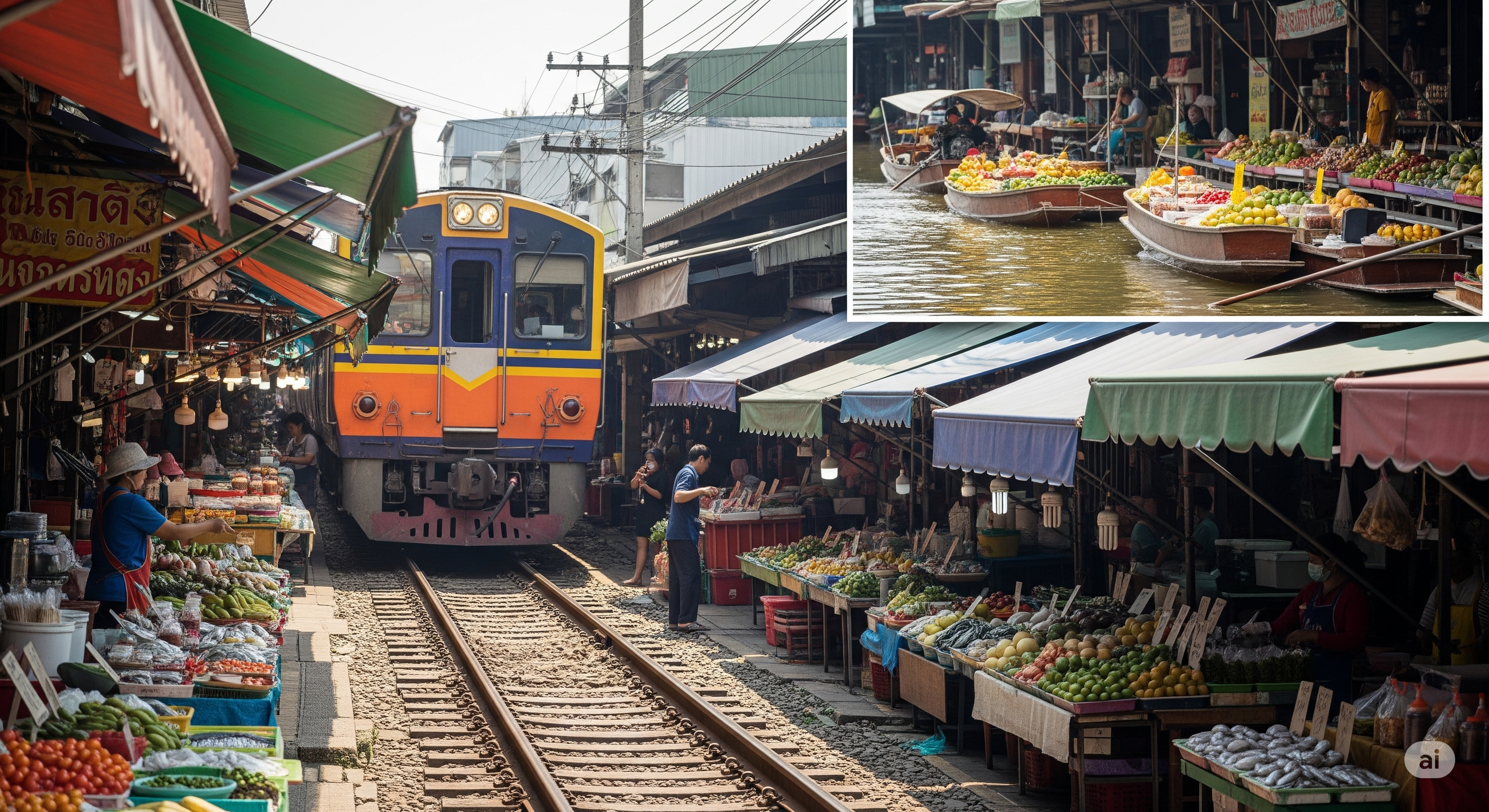 Half-Day Tour: Maeklong Railway Market & Damnoen Saduak Floating Market